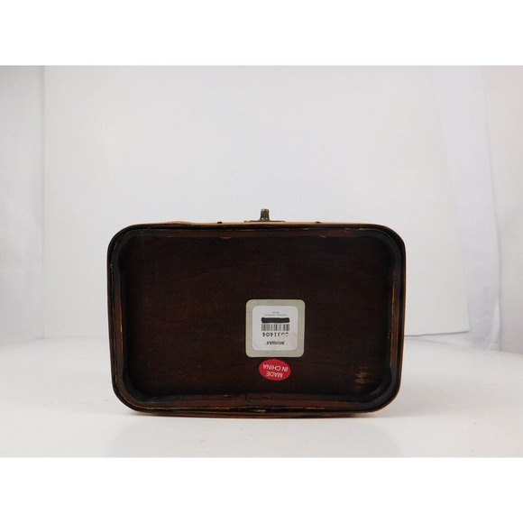 Vintage Bombay Set of 2 Nesting Wood Metal Woven Storage Boxes Hinged Lids Latch - Picture 10 of 16